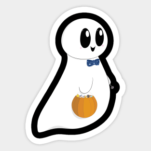 A Friendly Trick-or-Treating Ghost Sticker